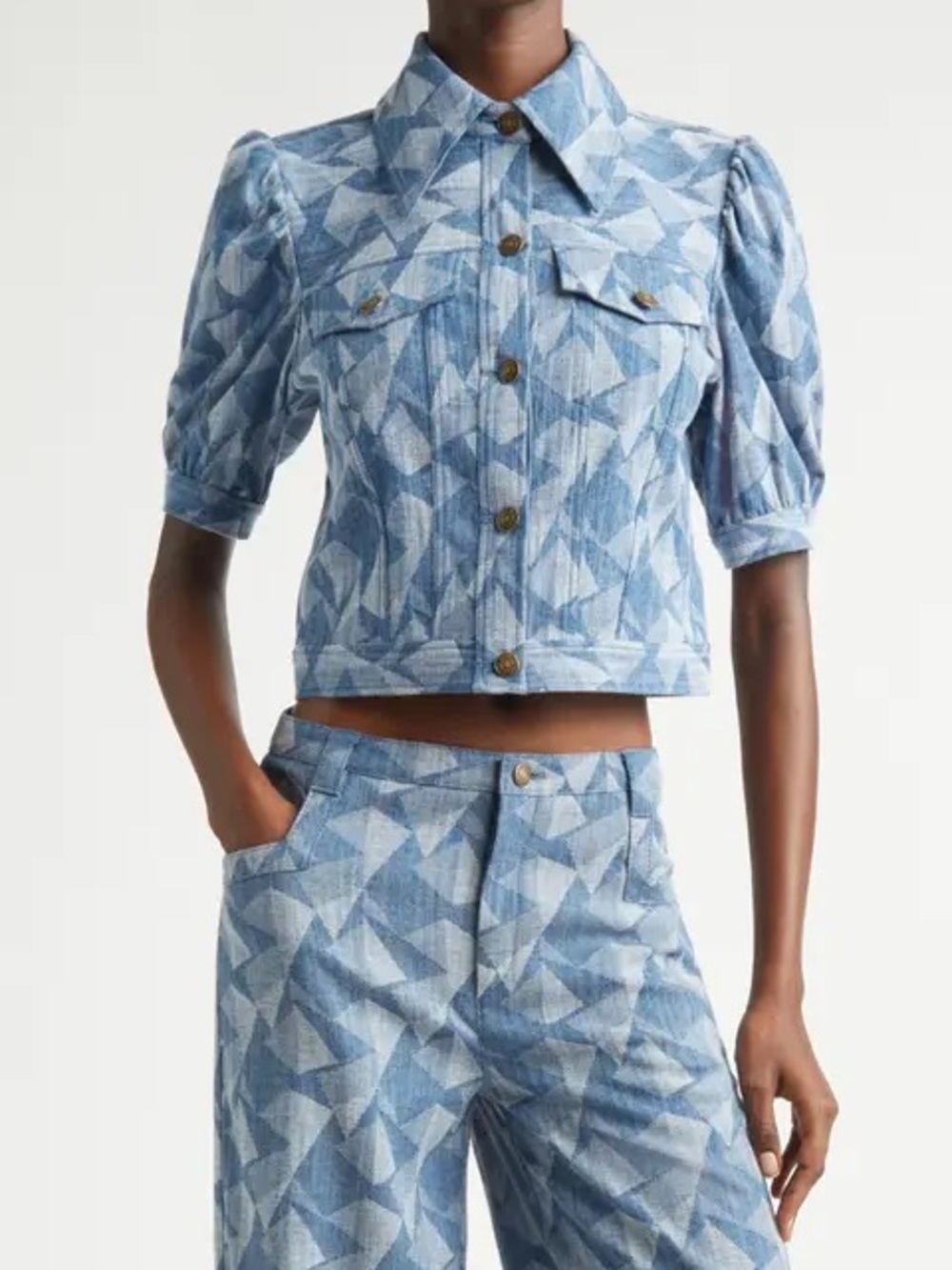 NWT Ramy Brook Light Blue Patterned Women’s Jean jacket